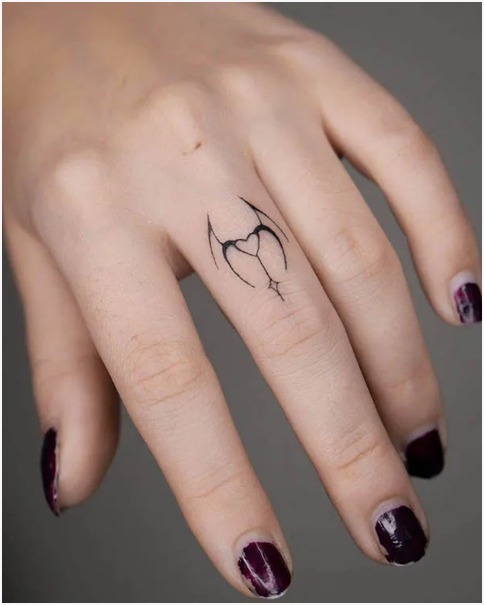 Small Angel+Devil Finger Tattoo